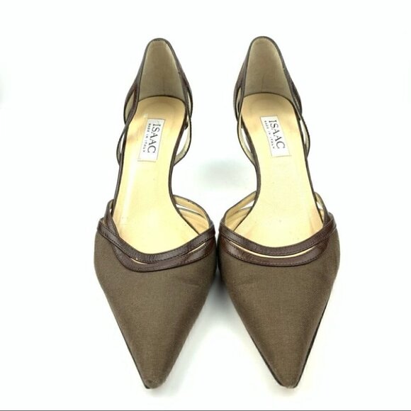 Isaac heels 8.5 brown army green Italian leather old money corp core 90s y2k - Picture 3 of 12